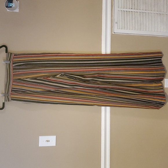 Idem Ditto Striped High Waisted Wide Leg Pants In Olive Multi Size S NWT'S - Picture 2 of 8